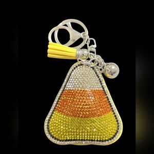 Candy Corn Rhinestone Bag Charm / Keychain